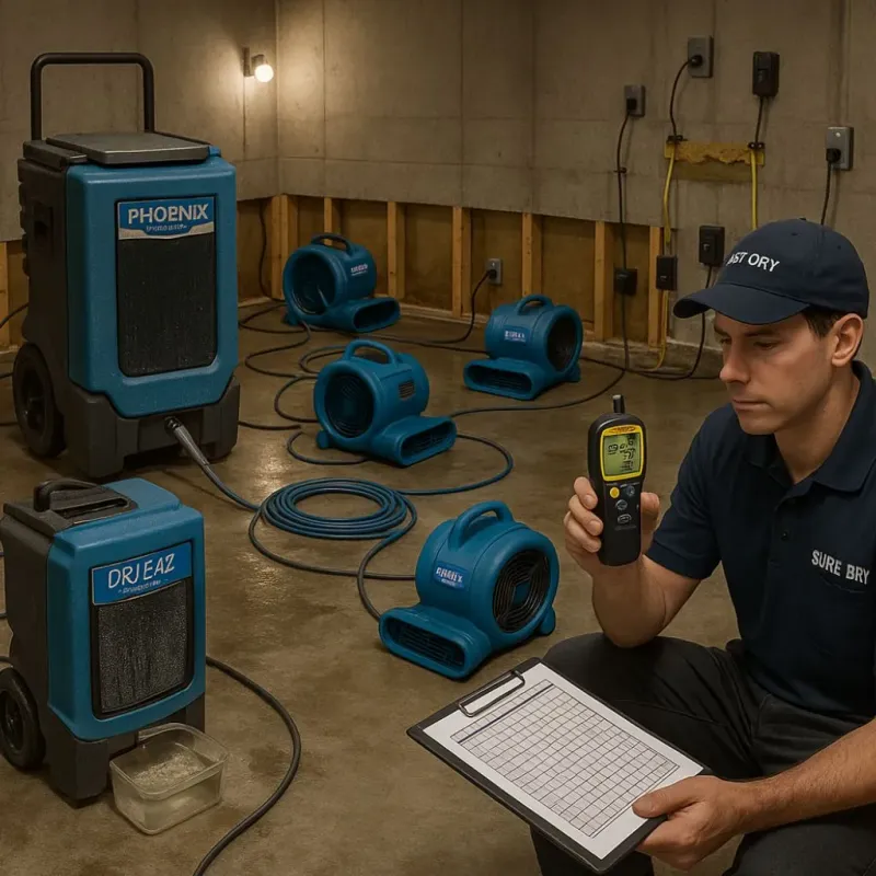 Structural Drying and Dehumidification process in Marksville, LA